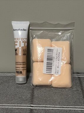 New Annabelle Foundation 110 True Beige with Nude Makeup Sponges